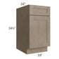 RTA Cobblestone Grey 18" Base Cabinet - Right Hinged with 2 Decorative End Panels