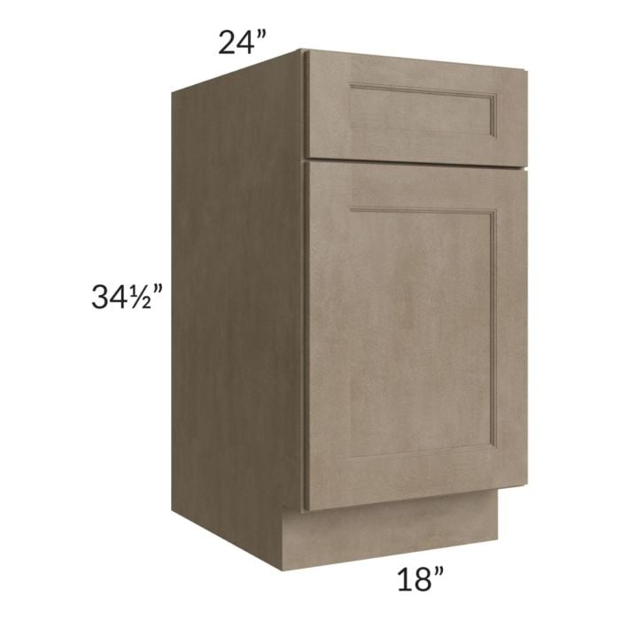 RTA Cobblestone Grey 18" Base Cabinet - Right Hinged with 2 Decorative End Panels