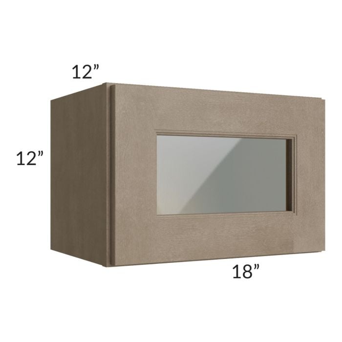 RTA Cobblestone Grey 18" x 12" Decorative Wall Cabinet with Plain Glass and 1 Skin