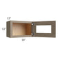 RTA Cobblestone Grey 18" x 12" Decorative Wall Cabinet with Plain Glass and 1 Skin