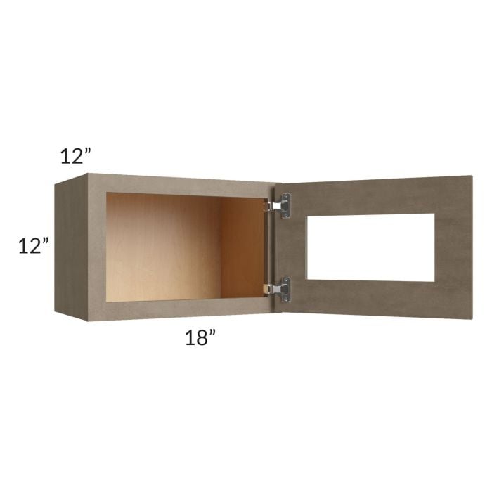 RTA Cobblestone Grey 18" x 12" Decorative Wall Cabinet with Plain Glass and 1 Skin
