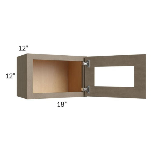 RTA Cobblestone Grey 18" x 12" Decorative Wall Cabinet with Plain Glass and 1 Skin