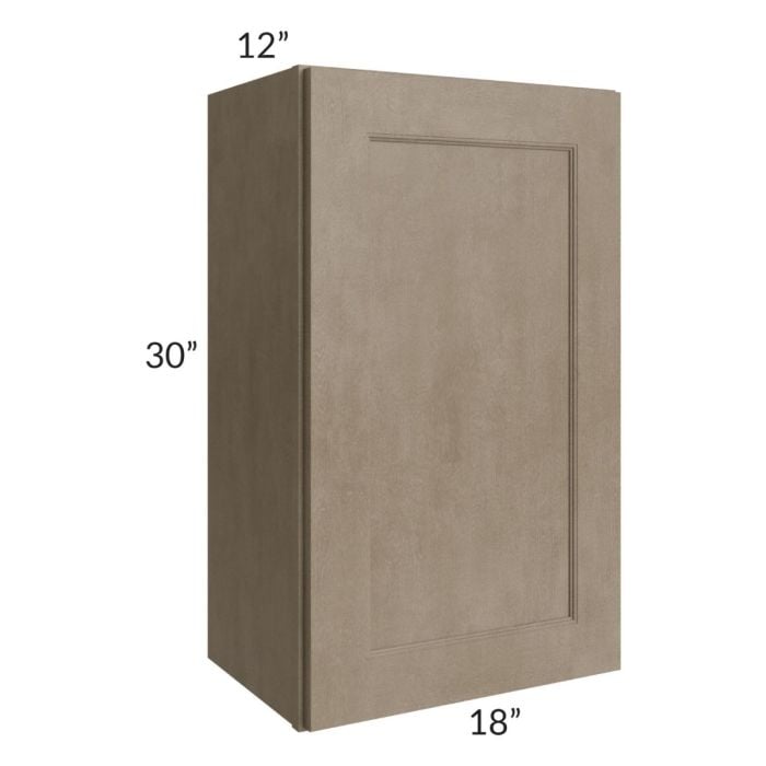RTA Cobblestone Grey 18" x 30" Wall Cabinet with 2 Decorative End Panels , 1 Skin, and Glass Door