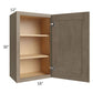 RTA Cobblestone Grey 18" x 30" Wall Cabinet with 2 Decorative End Panels and Glass Door