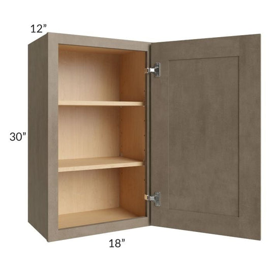RTA Cobblestone Grey 18" x 30" Wall Cabinet with Glass Door