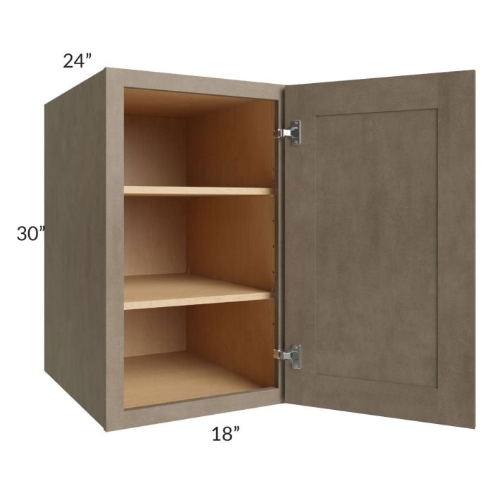 RTA Cobblestone Grey 18" x 30" x 24" Split Pantry Wall Cabinet with 2 Skins