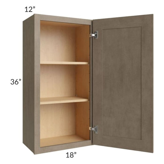 RTA Cobblestone Grey 18" x 36" Wall Cabinet with 1 Decorative End Panel