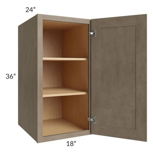 RTA Cobblestone Grey 18" x 36" x 24" Split Pantry Wall Cabinet with 1 Skin
