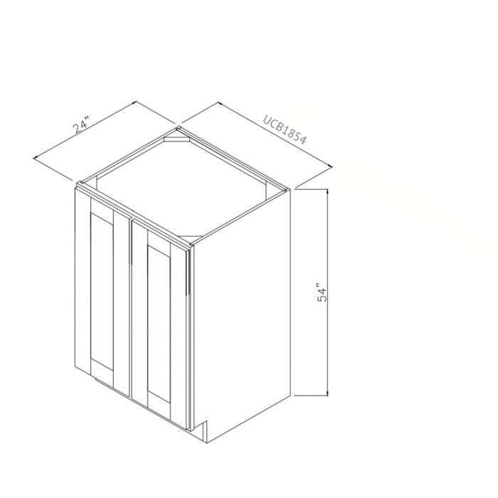 RTA Cobblestone Grey 18" x 54" Split Pantry Base Cabinet with 1 Skin