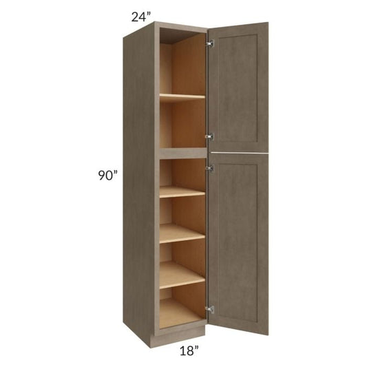 RTA Cobblestone Grey 18" x 90" Utility Cabinet with 2 Decorative End Panels