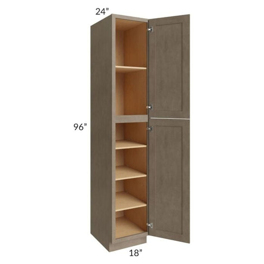 RTA Cobblestone Grey 18" x 96" Utility Cabinet with 3 Roll Out Trays
