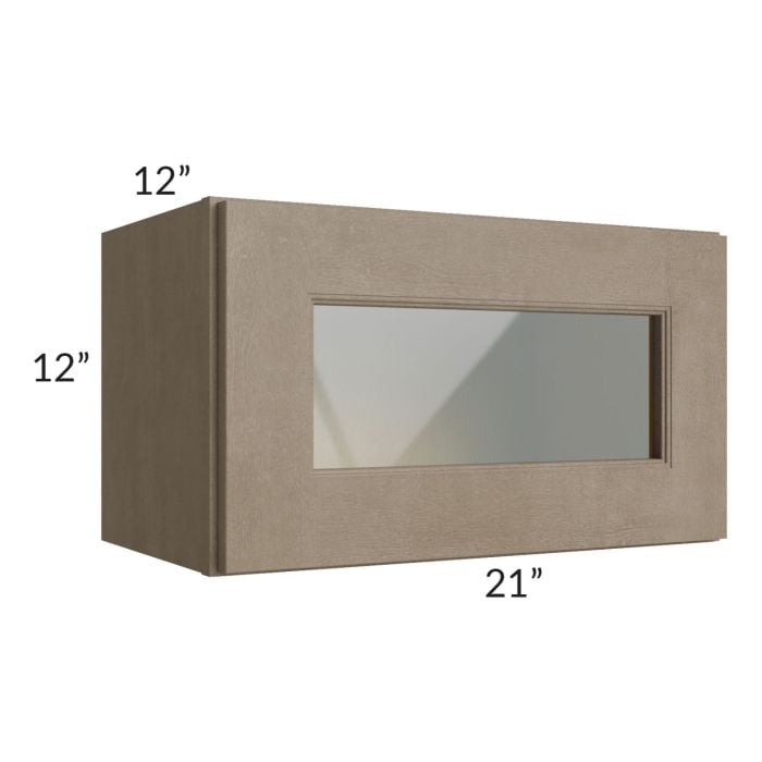 RTA Cobblestone Grey 21" x 12" Decorative Wall Cabinet with Plain Glass and 1 Skin