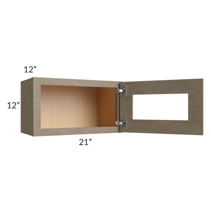 RTA Cobblestone Grey 21" x 12" Decorative Wall Cabinet with Plain Glass and 1 Skin