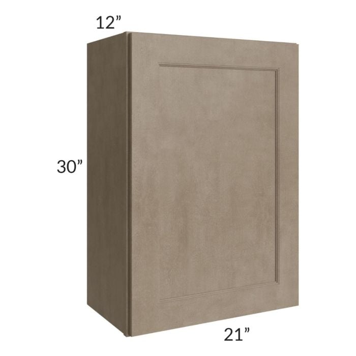 RTA Cobblestone Grey 21" x 30" Wall Cabinet with 1 Decorative End Panel , 2 Skins, and Glass Door