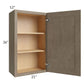 RTA Cobblestone Grey 21" x 36" Wall Cabinet with 2 Decorative End Panels and Glass Door