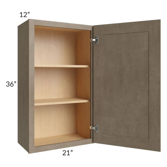 RTA Cobblestone Grey 21" x 36" Wall Cabinet with Glass Door