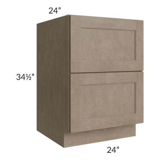 RTA Cobblestone Grey 24" 2-Drawer Base Cabinet with 1 Decorative End Panel