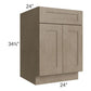 RTA Cobblestone Grey 24" Base Cabinet with 2 Roll Out Trays