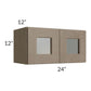 RTA Cobblestone Grey 24" x 12" Decorative Wall Cabinet with Plain Glass