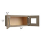 RTA Cobblestone Grey 24" x 12" Decorative Wall Cabinet with Plain Glass