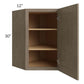 RTA Cobblestone Grey 24" x 30" Diagonal Corner Wall Cabinet with 1 Skin and Glass Door