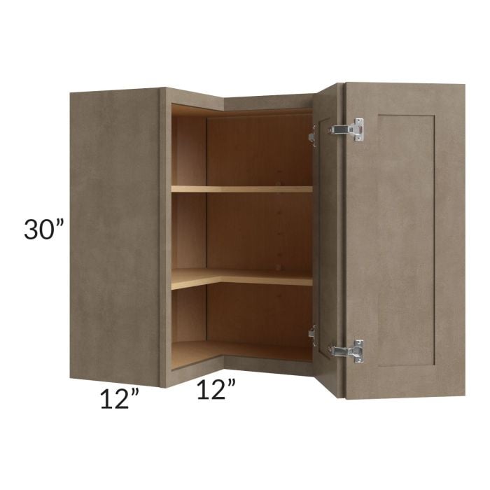 RTA Cobblestone Grey 24" x 30" Easy Reach Corner Wall Cabinet with 2 Skins