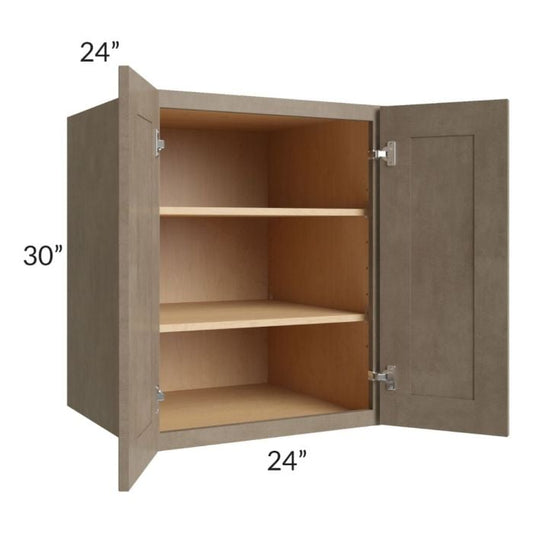 RTA Cobblestone Grey 24" x 30" x 24" Split Pantry Wall Cabinet with 1 Skin