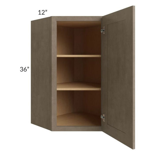 RTA Cobblestone Grey 24" x 36" Diagonal Corner Wall Cabinet with Glass Door