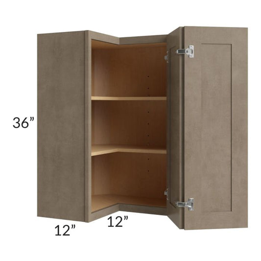 RTA Cobblestone Grey 24" x 36" Easy Reach Corner Wall Cabinet with 1 Skin