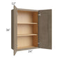RTA Cobblestone Grey 24" x 36" Wall Cabinet with 2 Decorative End Panels and Glass Door