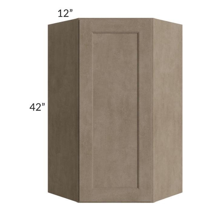 RTA Cobblestone Grey 24" x 42" Diagonal Corner Wall Cabinet with 2 Skins and Glass Door