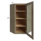 RTA Cobblestone Grey 24" x 42" Glass Diagonal Corner Wall Cabinet with 1 Skin