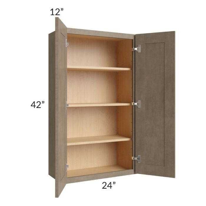 RTA Cobblestone Grey 24" x 42" Wall Cabinet with 2 Decorative End Panels