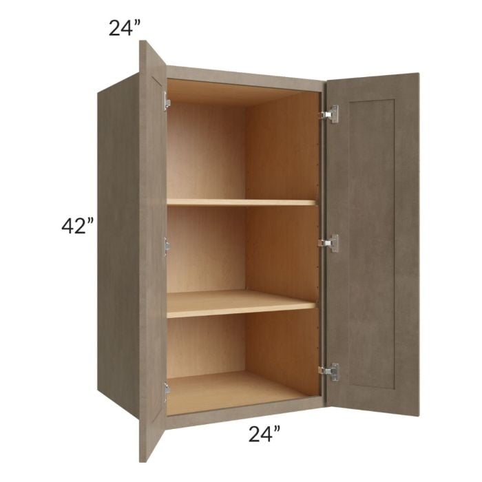 RTA Cobblestone Grey 24" x 42" x 24" Split Pantry Wall Cabinet with 2 Skins