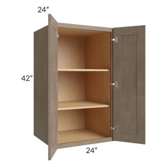 RTA Cobblestone Grey 24" x 42" x 24" Split Pantry Wall Cabinet with 2 Skins