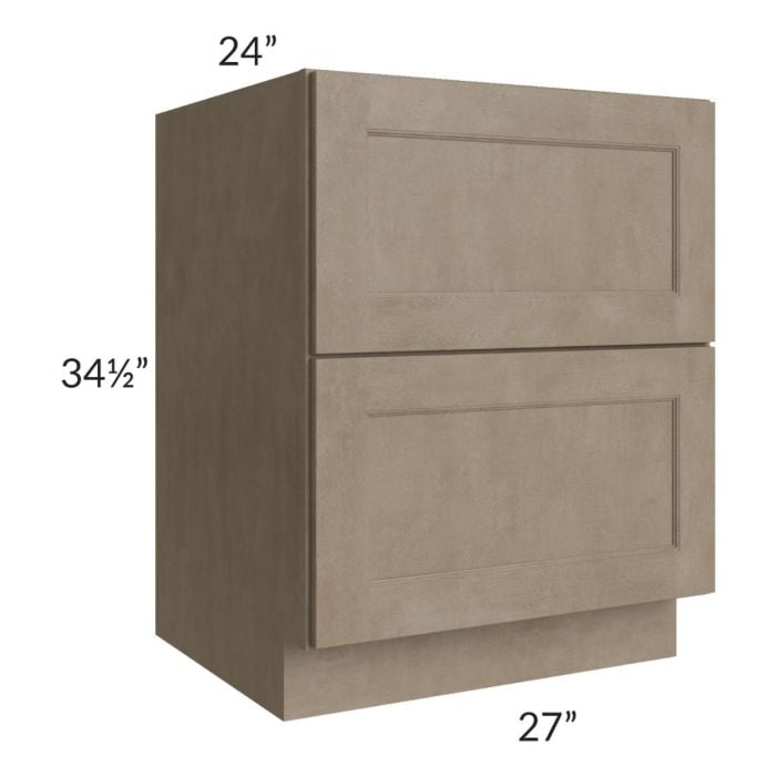 RTA Cobblestone Grey 27" 2-Drawer Base Cabinet with 1 Skin