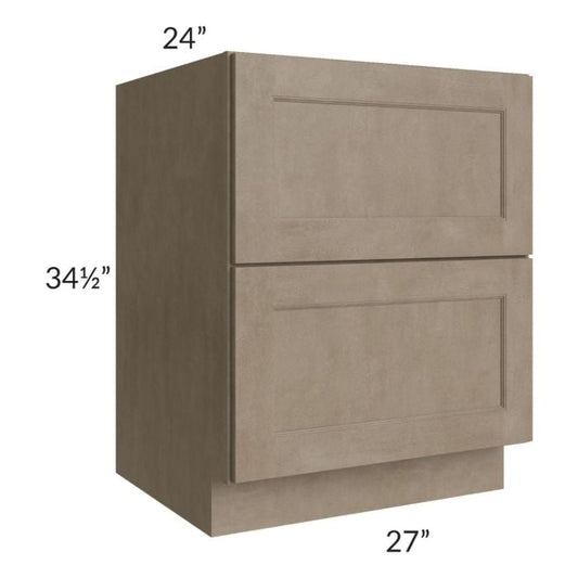 RTA Cobblestone Grey 27" 2-Drawer Base Cabinet with 2 Decorative End Panels