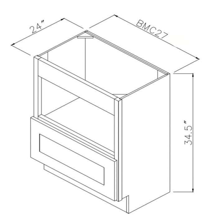 RTA Cobblestone Grey 27" Base Microwave Cabinet with 1 Decorative End Panel and 1 Skin