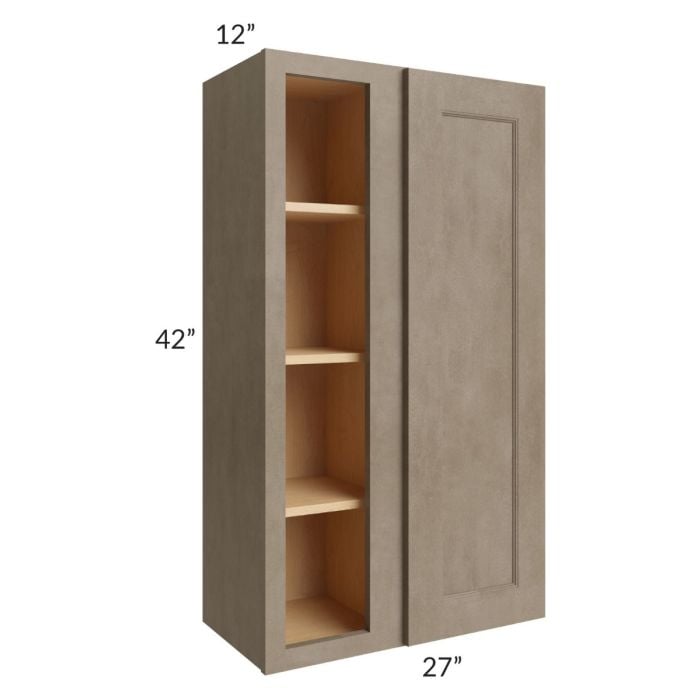 RTA Cobblestone Grey 27" x 42" Blind Corner Wall Cabinet with 1 Skin