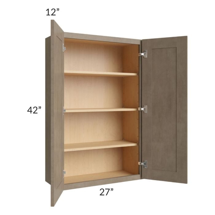 RTA Cobblestone Grey 27" x 42" Wall Cabinet with 1 Decorative End Panel and 2 Skins