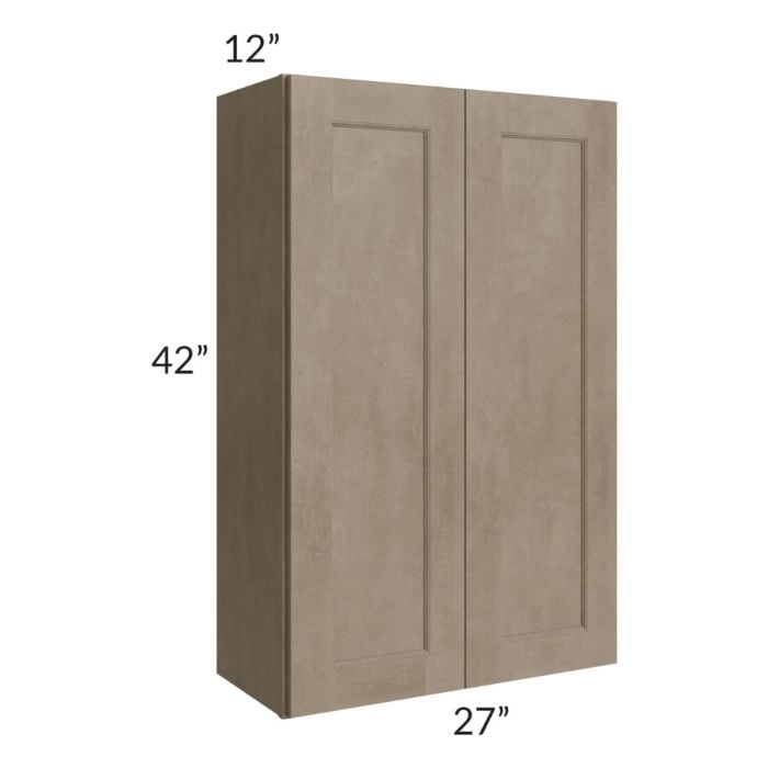 RTA Cobblestone Grey 27" x 42" Wall Cabinet with 2 Decorative End Panels and 1 Skin