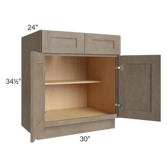 RTA Cobblestone Grey 30" Base Cabinet with 2 Roll Out Trays