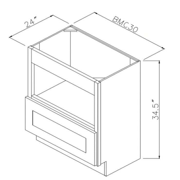 RTA Cobblestone Grey 30" Base Microwave Cabinet