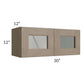 RTA Cobblestone Grey 30" x 12" Decorative Wall Cabinet with Plain Glass and 2 Skins