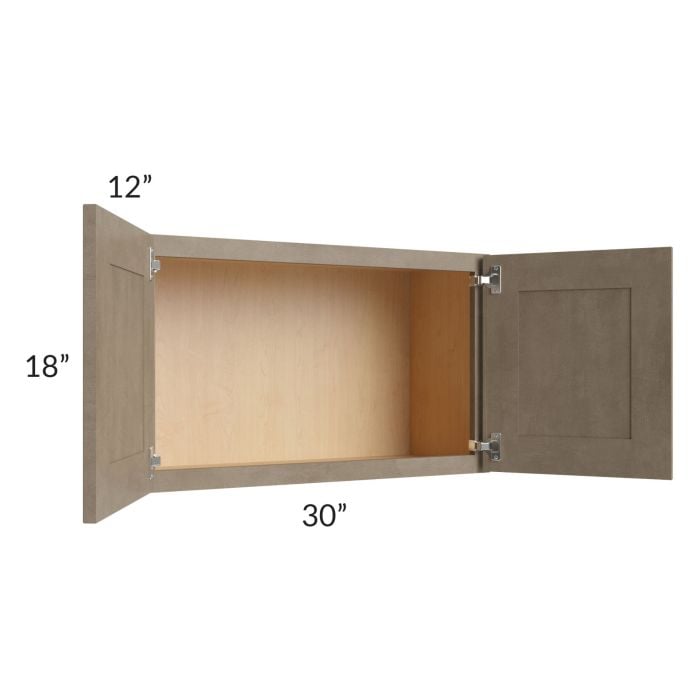 RTA Cobblestone Grey 30" x 18" Wall Cabinet with 2 Skins
