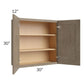 RTA Cobblestone Grey 30" x 30" Wall Cabinet with 1 Decorative End Panel and Glass Door