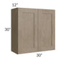 RTA Cobblestone Grey 30" x 30" Wall Cabinet with 1 Skin and Glass Door