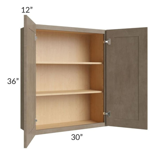 RTA Cobblestone Grey 30" x 36" Wall Cabinet with 2 Decorative End Panels and 1 Skin