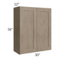 RTA Cobblestone Grey 30" x 36" Wall Cabinet with Glass Door
