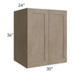 RTA Cobblestone Grey 30" x 36" x 24" Split Pantry Wall Cabinet
